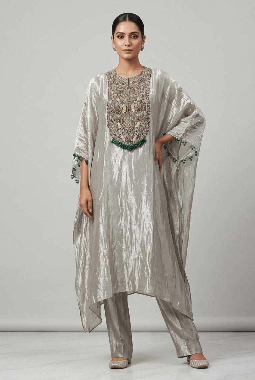 Ziva - Silver Tissue Kaftan