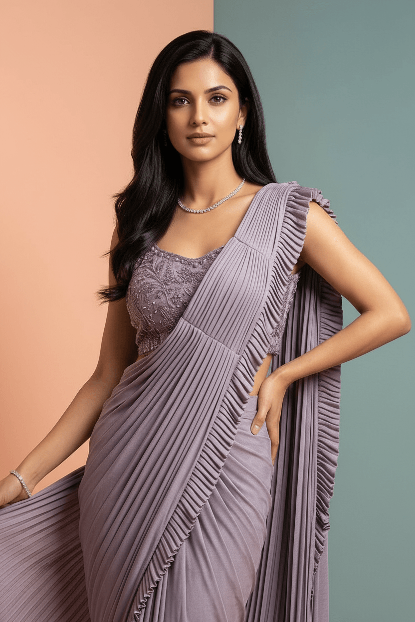 Megha - Lavender Drape Saree
