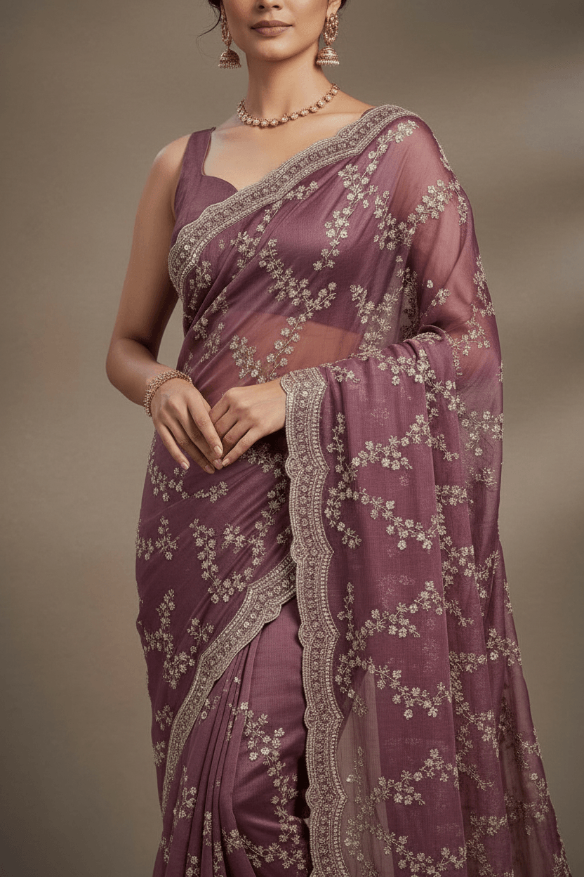 Plum Tissue Saree