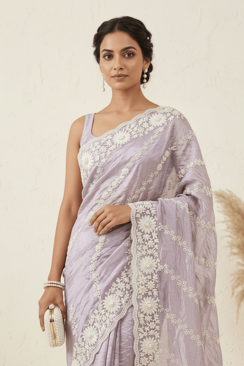 Lavender Organza Saree