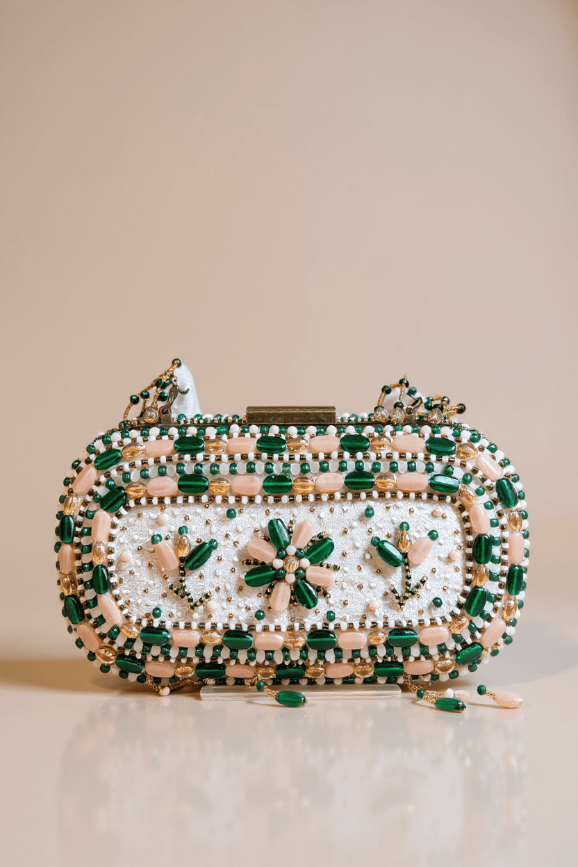 Peach & Emerald Clutch