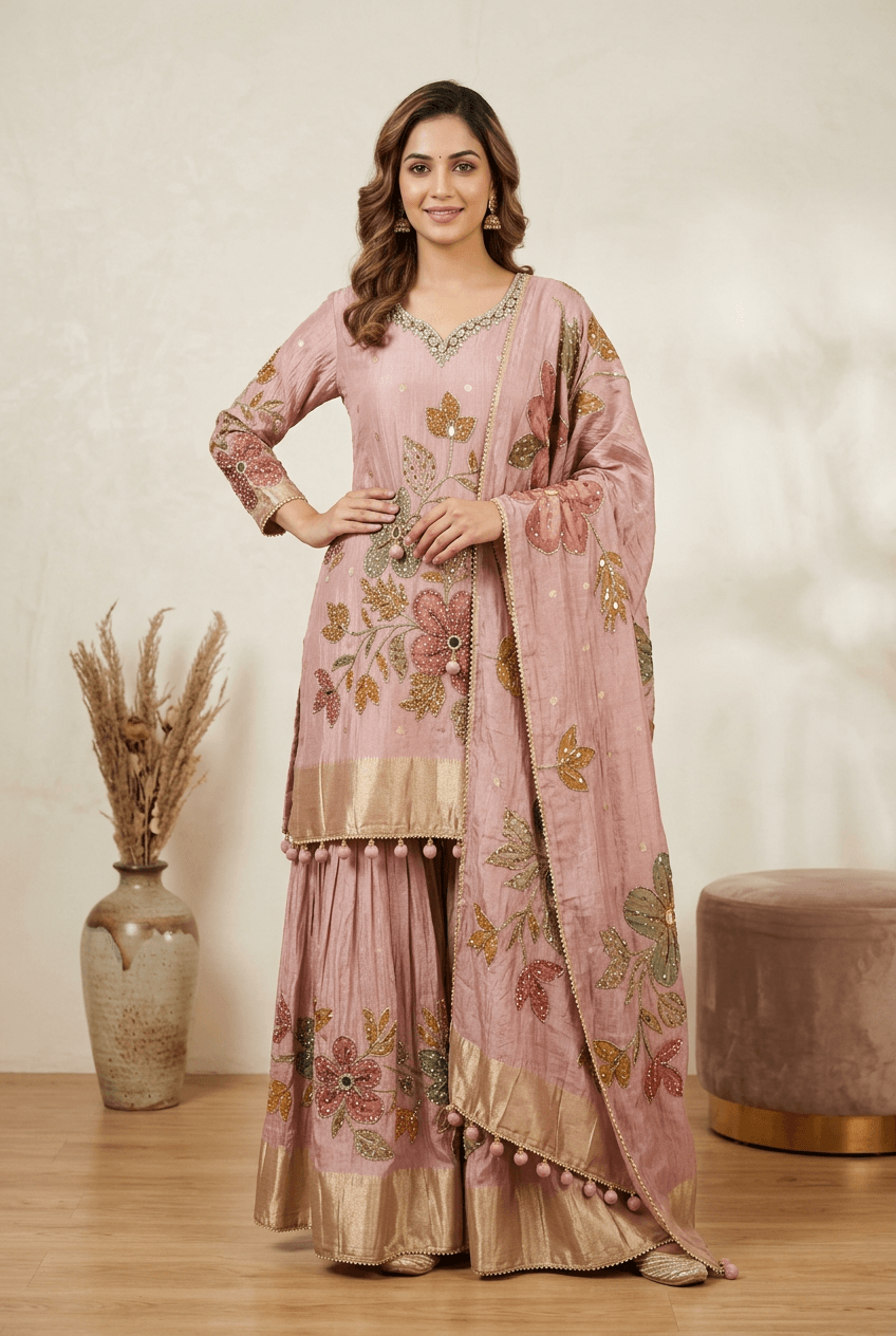 Gulista - Pink Sharara Set