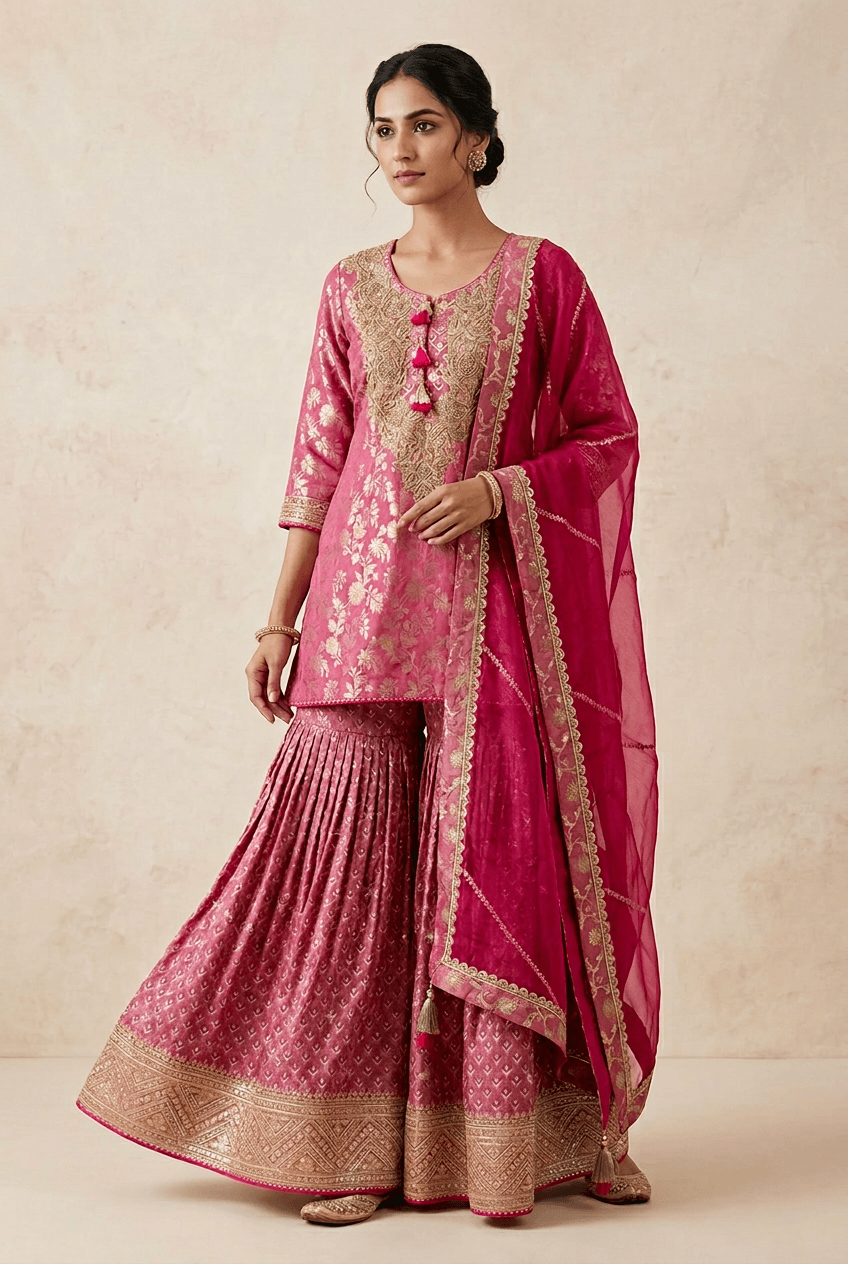 Maira - Pink Sharara Set