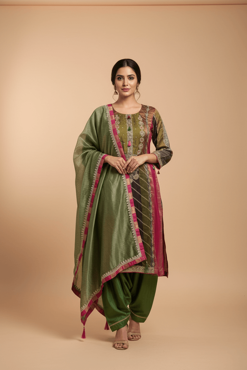Saadhya - Bandhani Tissue Suit Set