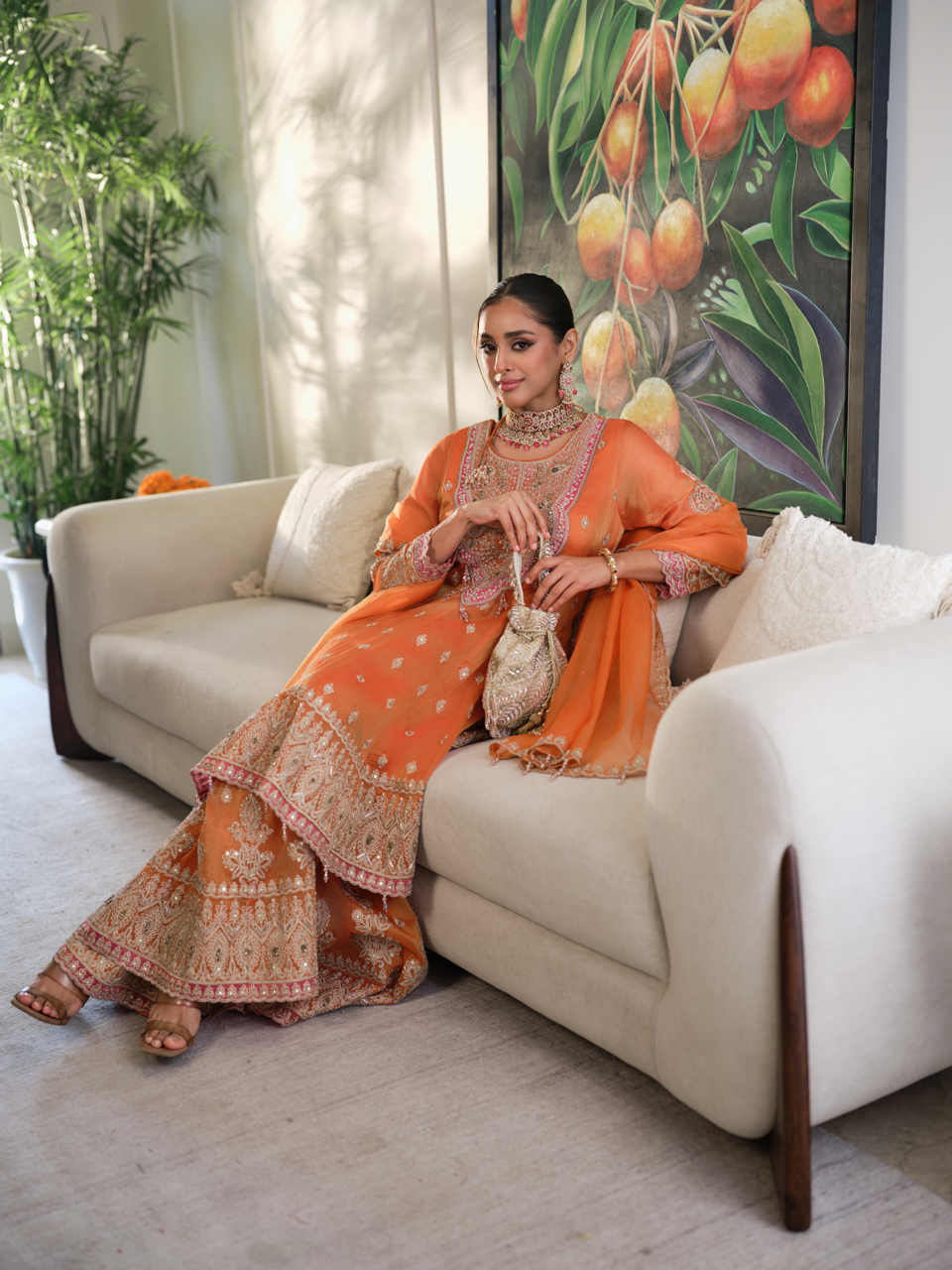 Reshma - Rust Short Anarkali & Sharara Set