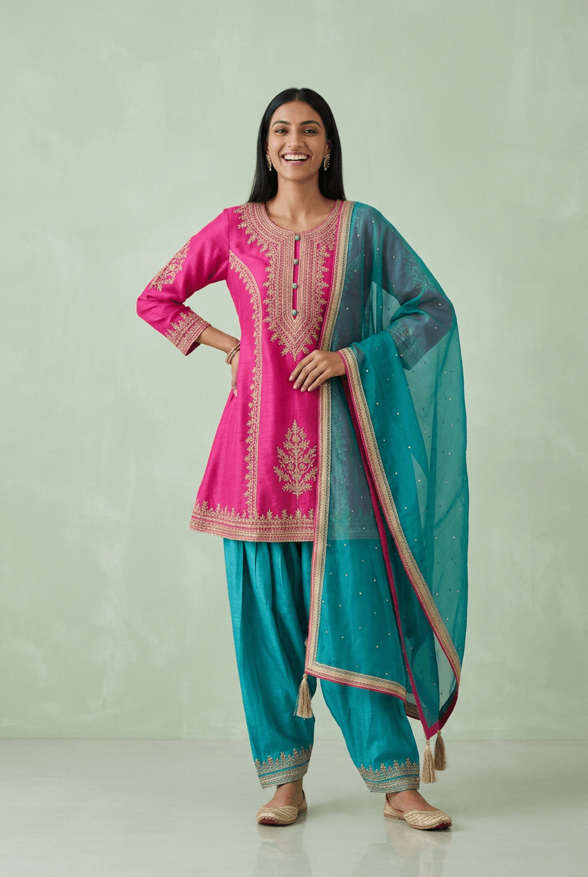Hina - Rani & Firozi Salwar Suit Set