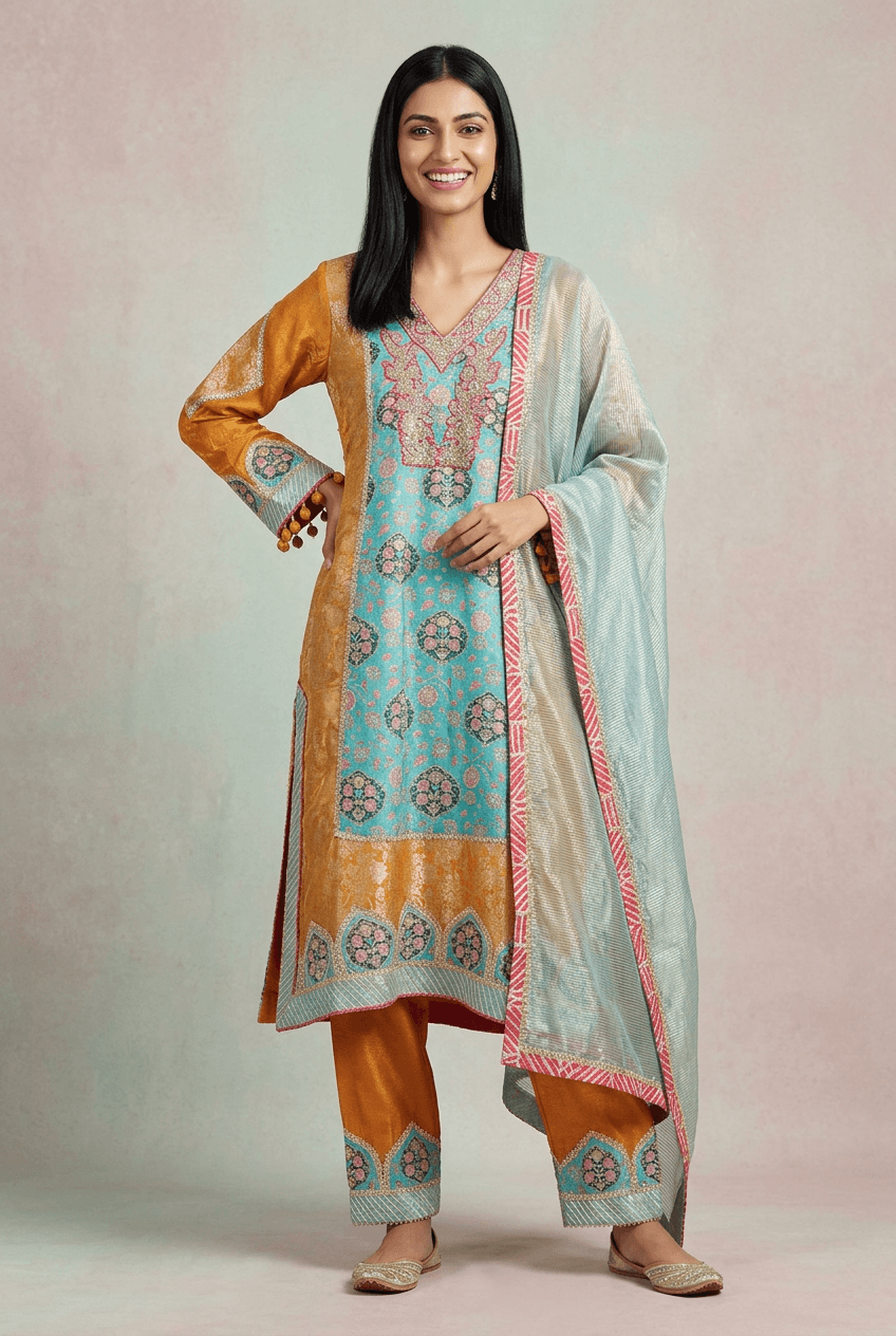 Manya - Silk & Brocade Suit Set