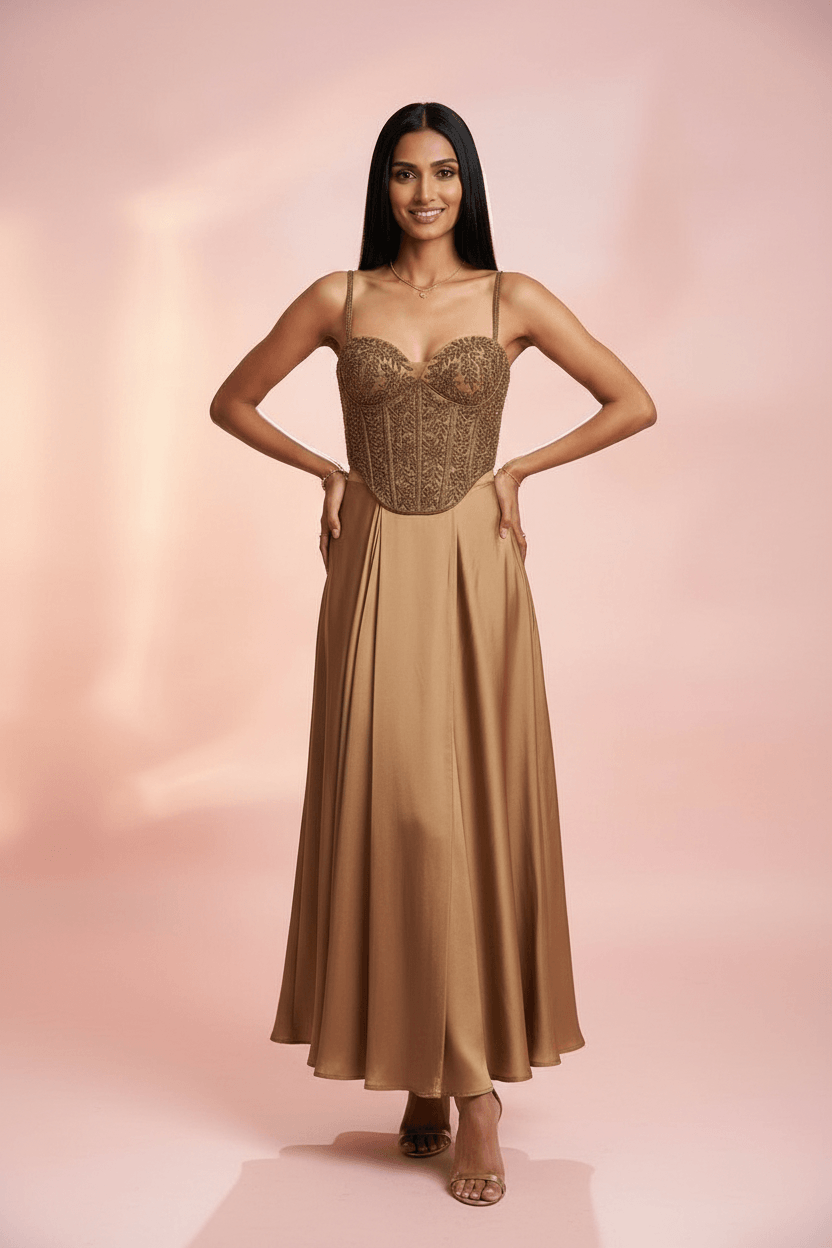 Reet - Gold Corset & Drape Skirt