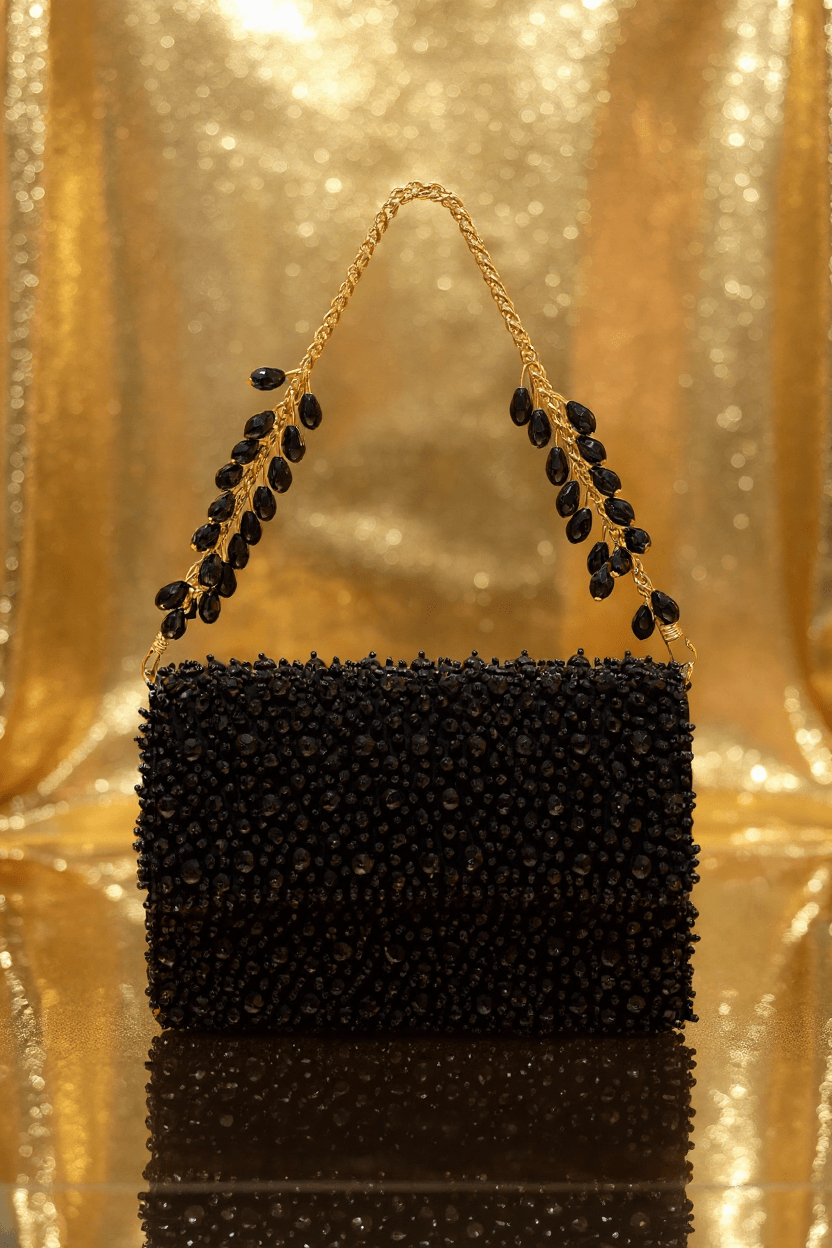 Black Beaded Clutch