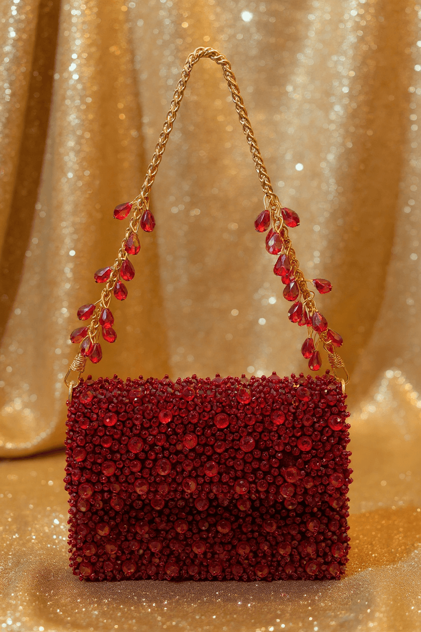 Red Beaded Clutch