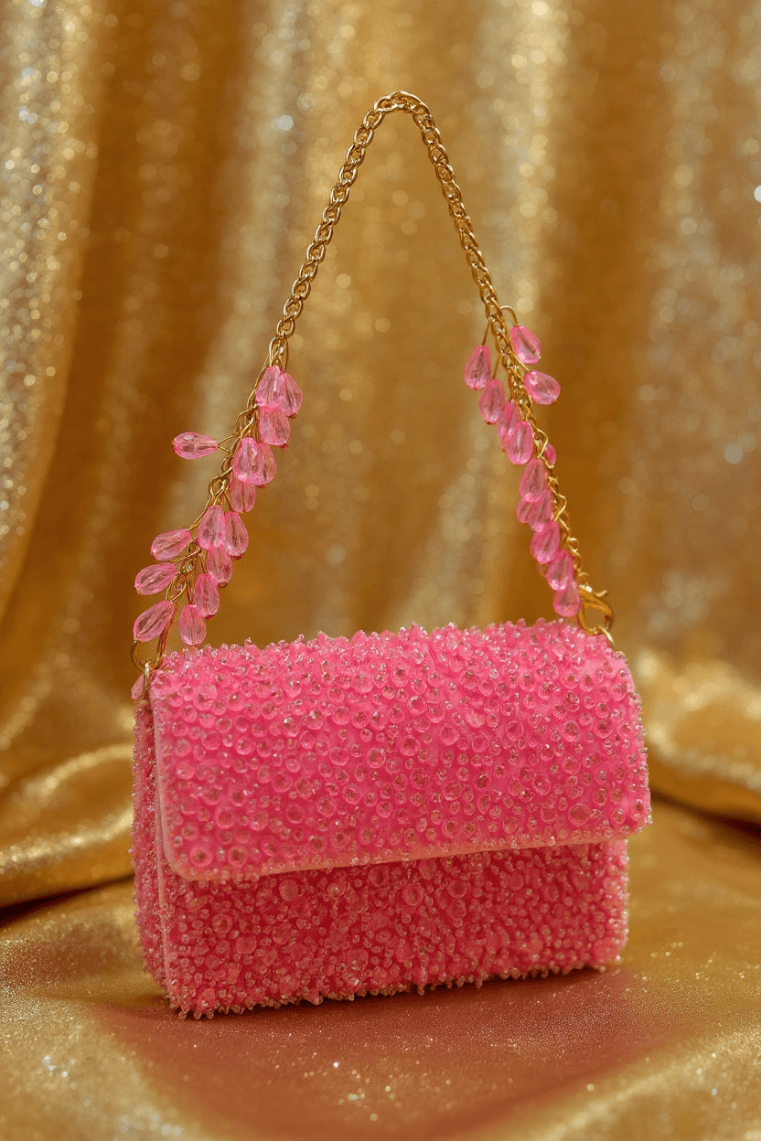 Pink Beaded Clutch (Mini)