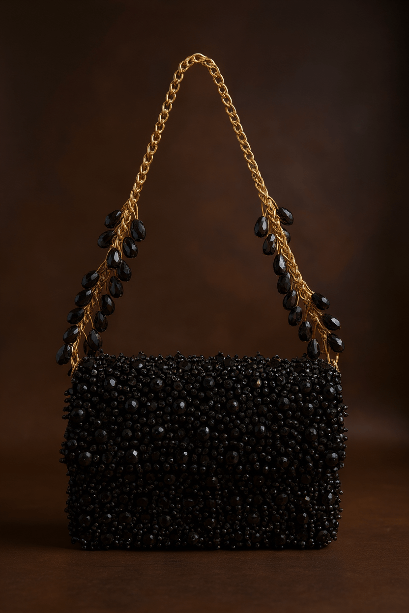 Navy Blue Beaded Clutch