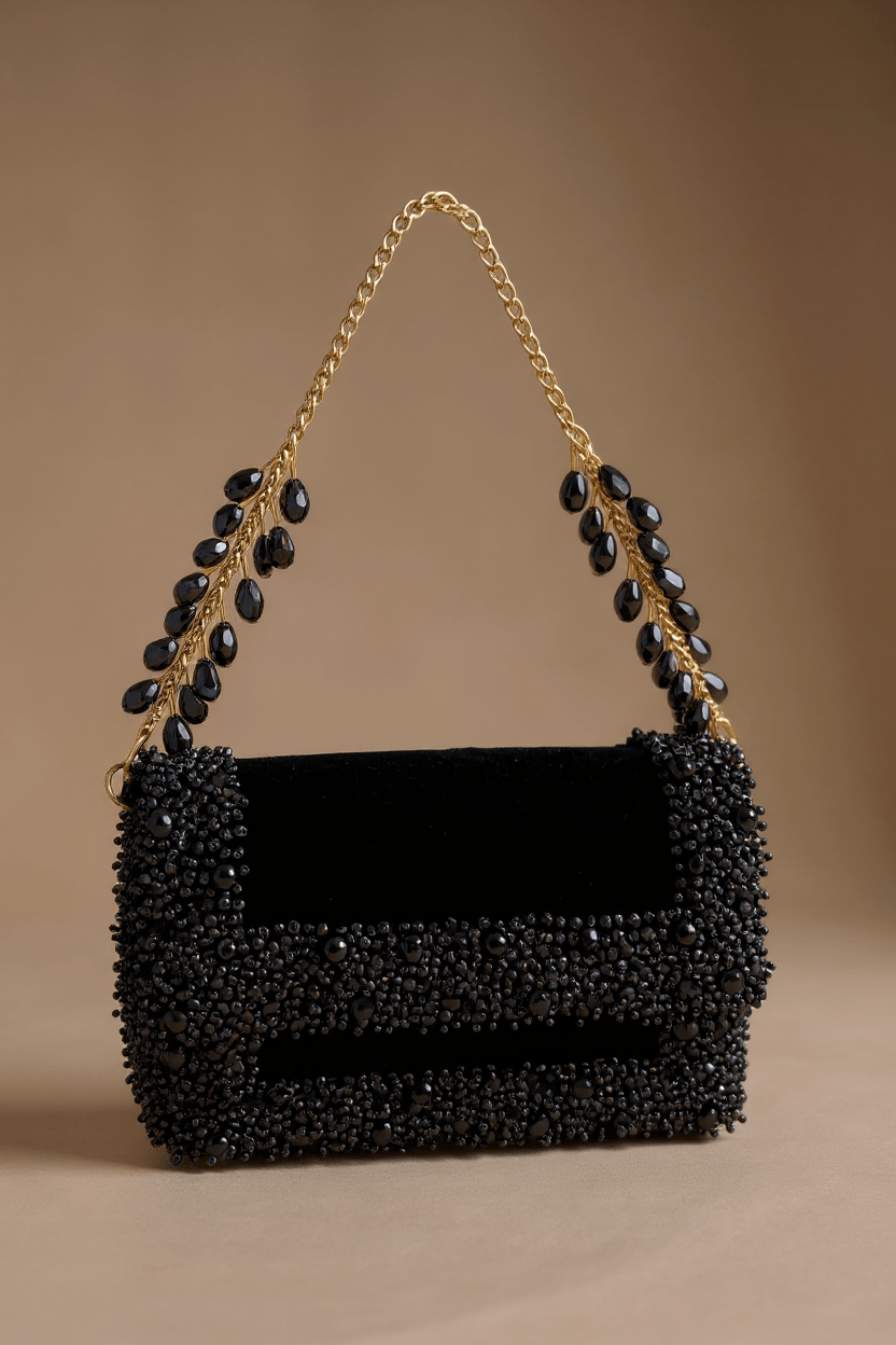 Navy Blue Velvet Clutch
