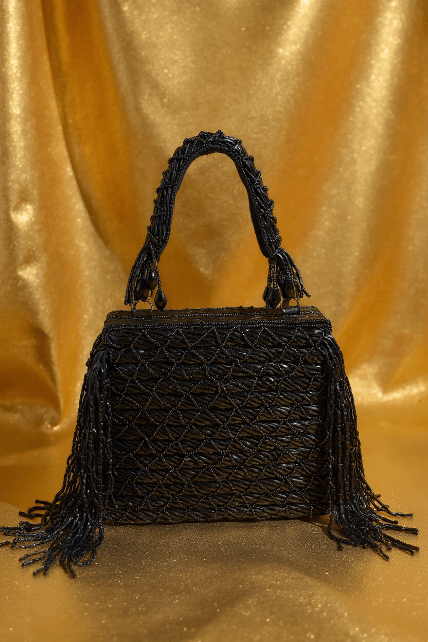 Black Cutdana Clutch