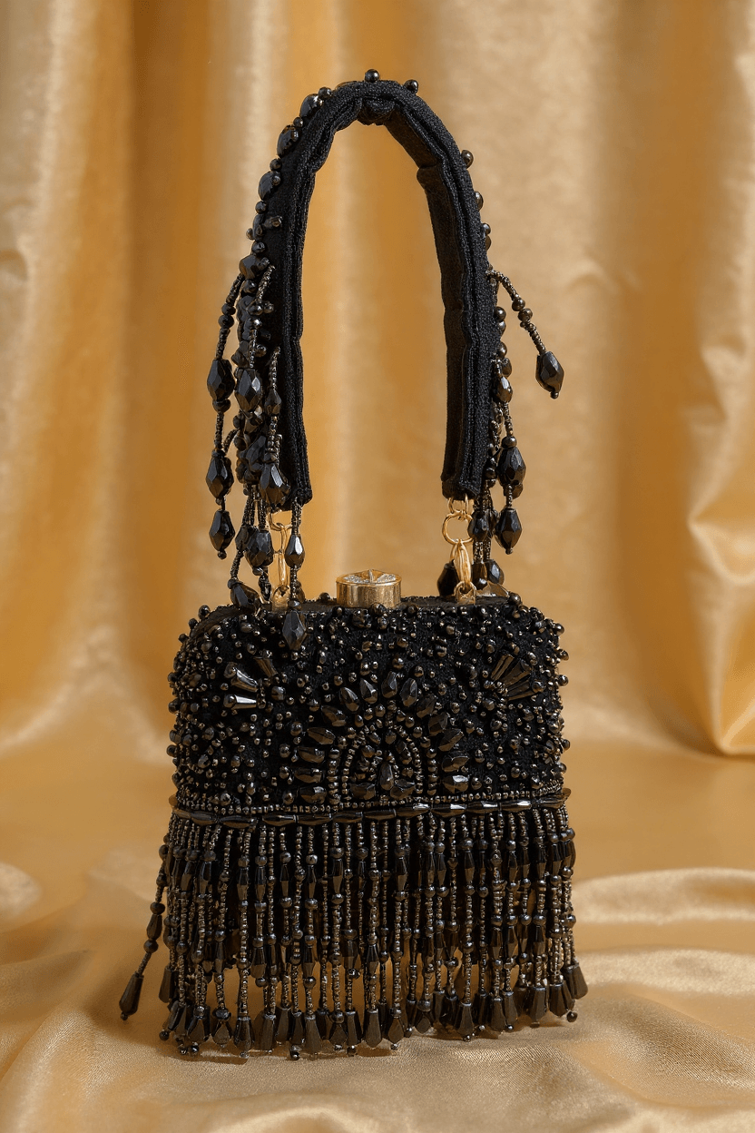 Black Cutdana & Bead Potli (Mini)