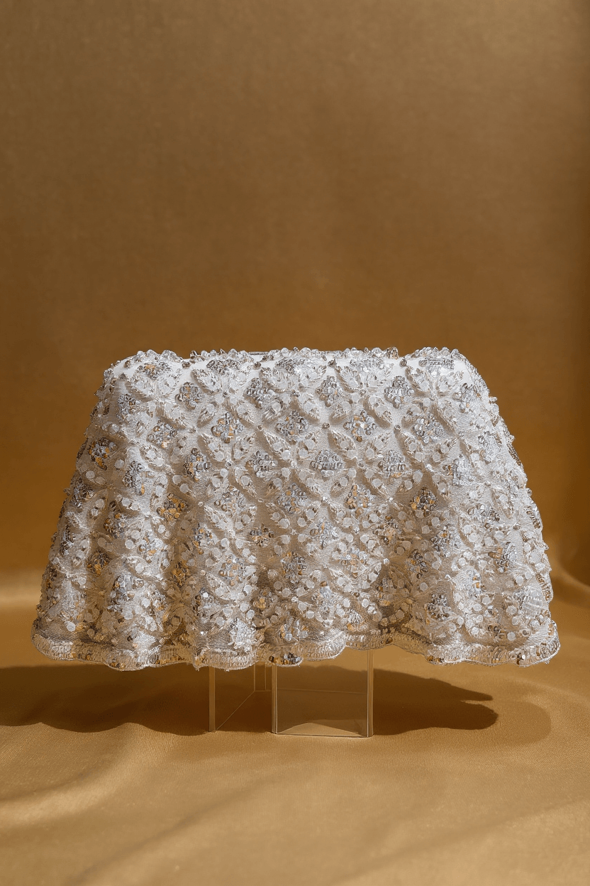Silver & Ivory Lace Clutch