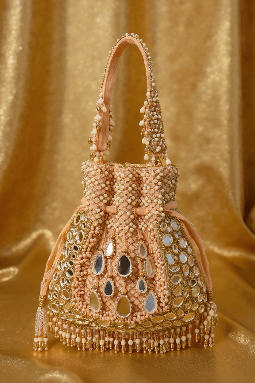 Mirror Work Potli - Pink