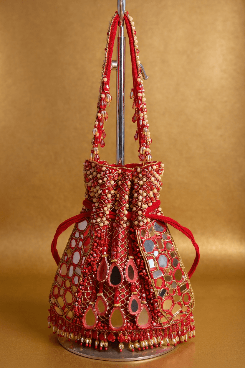 Mirror Work Potli - Red