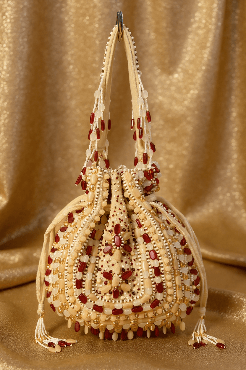 Ivory, Peach & Ruby Potli