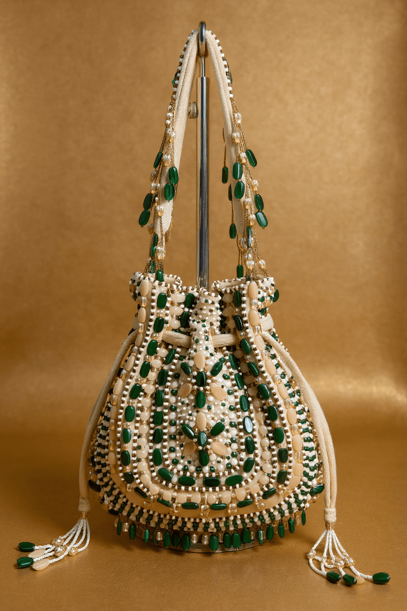 Peach & Emerald Potli