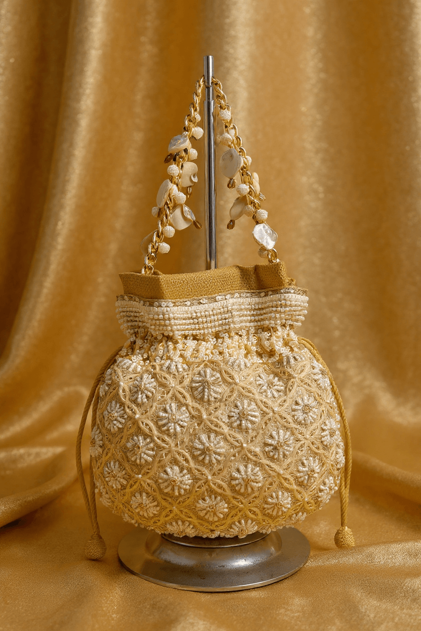 Gold & Ivory Sequins & Bead Potli
