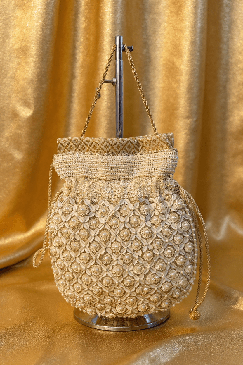 Ivory & Gold Sequins & Bead Potli