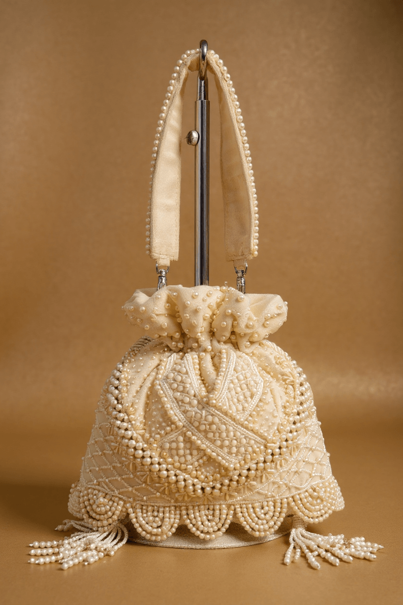 Delicate Pearl Detailed Potli