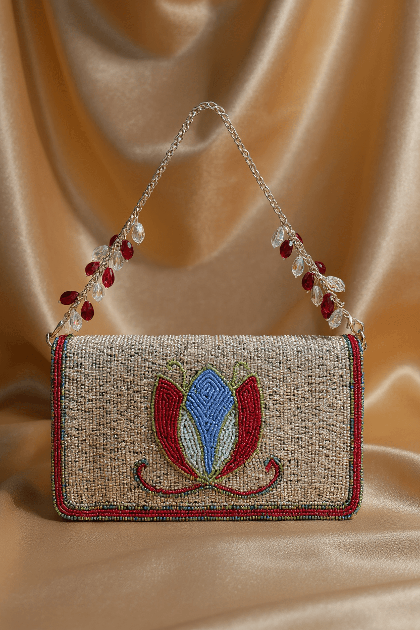 Silver Cutdana Clutch With Motif (2)