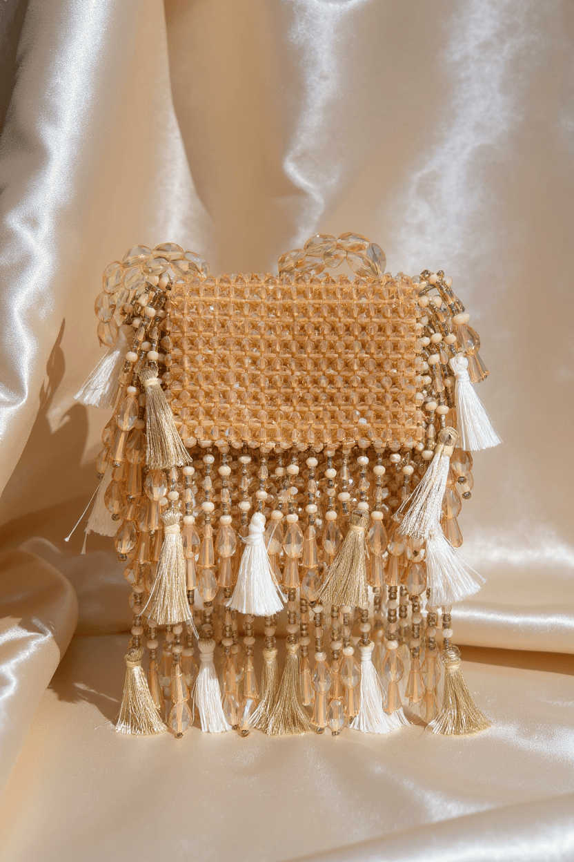 Gold Crystal Clutch With Tassels (Mini)