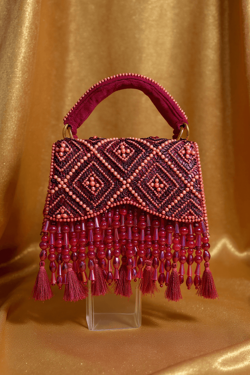 Red Clutch With Tassels (Mini)