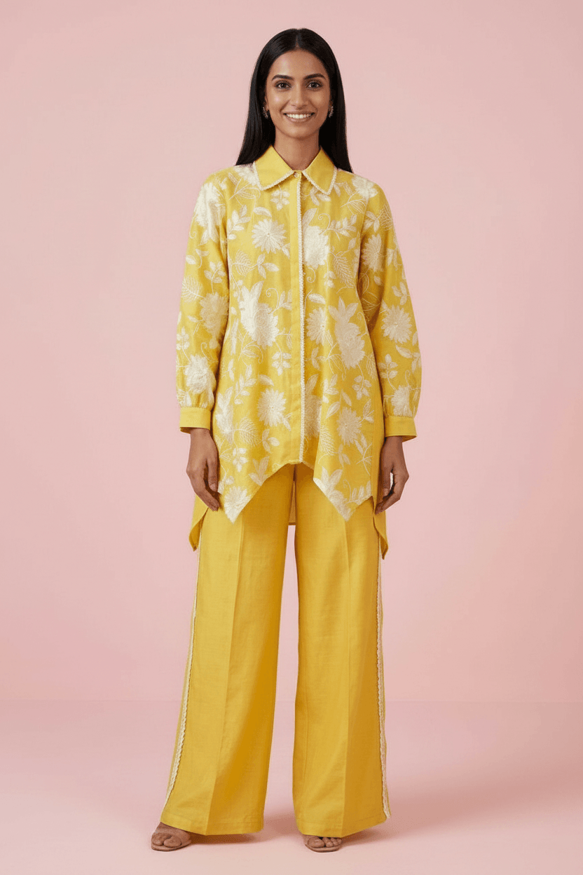 Shalini - Chanderi Co-ord Set (Yellow)
