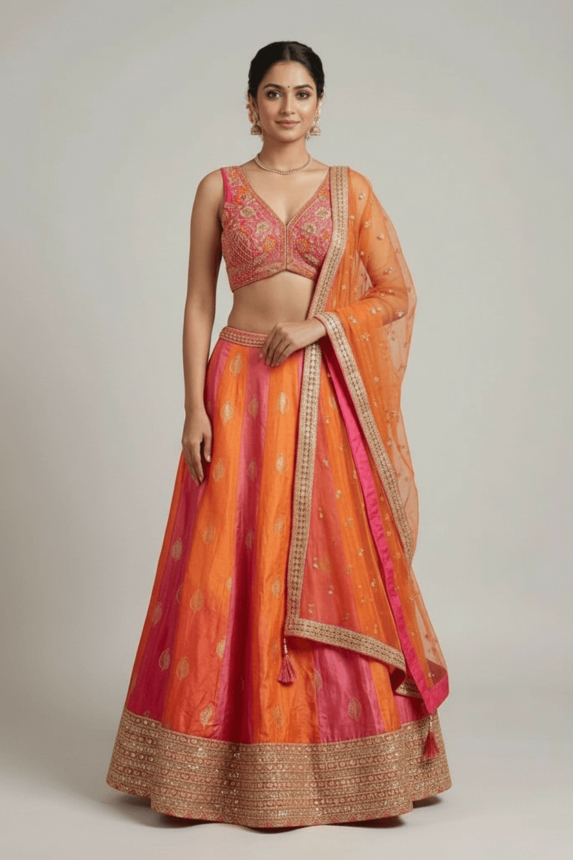 Naina - Rust & Rani Lehenga