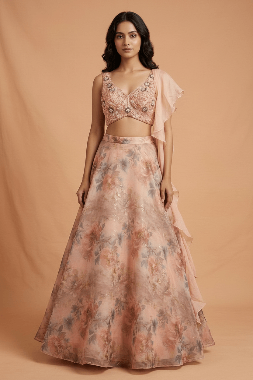 Janvi - Floral Organza Lehenga