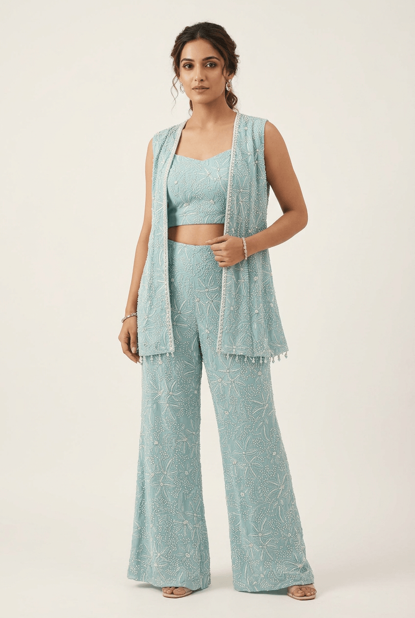 Shefali - Blue Indo-western Set