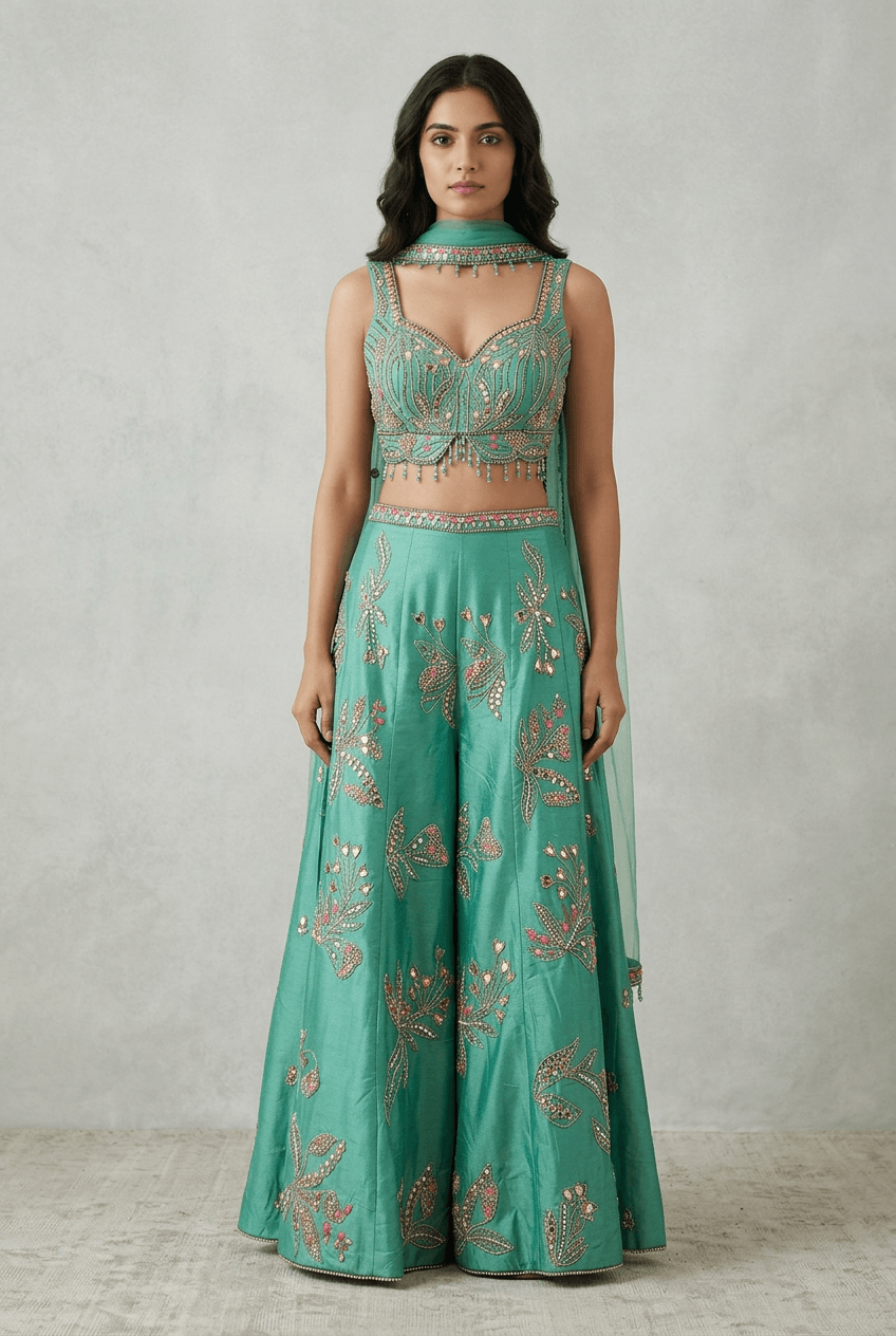 Eva - Mint Green Indo Western Set