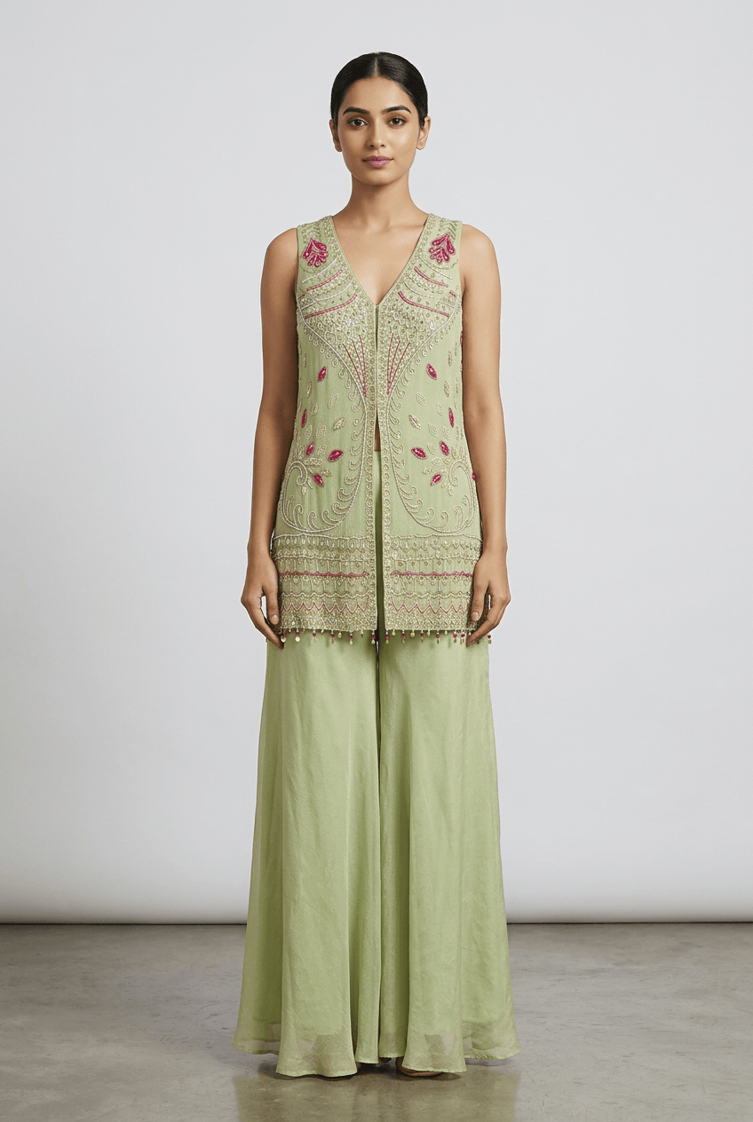 Husn - Sage Green Sharara