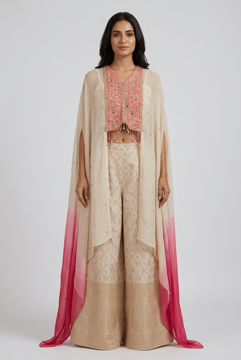 Kashish - Organza Cape & Plazzo Set