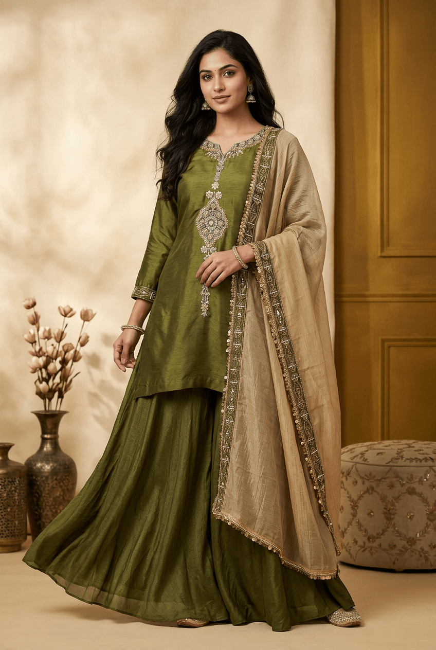 Mahrukh - Mehendi Green Sharara Set